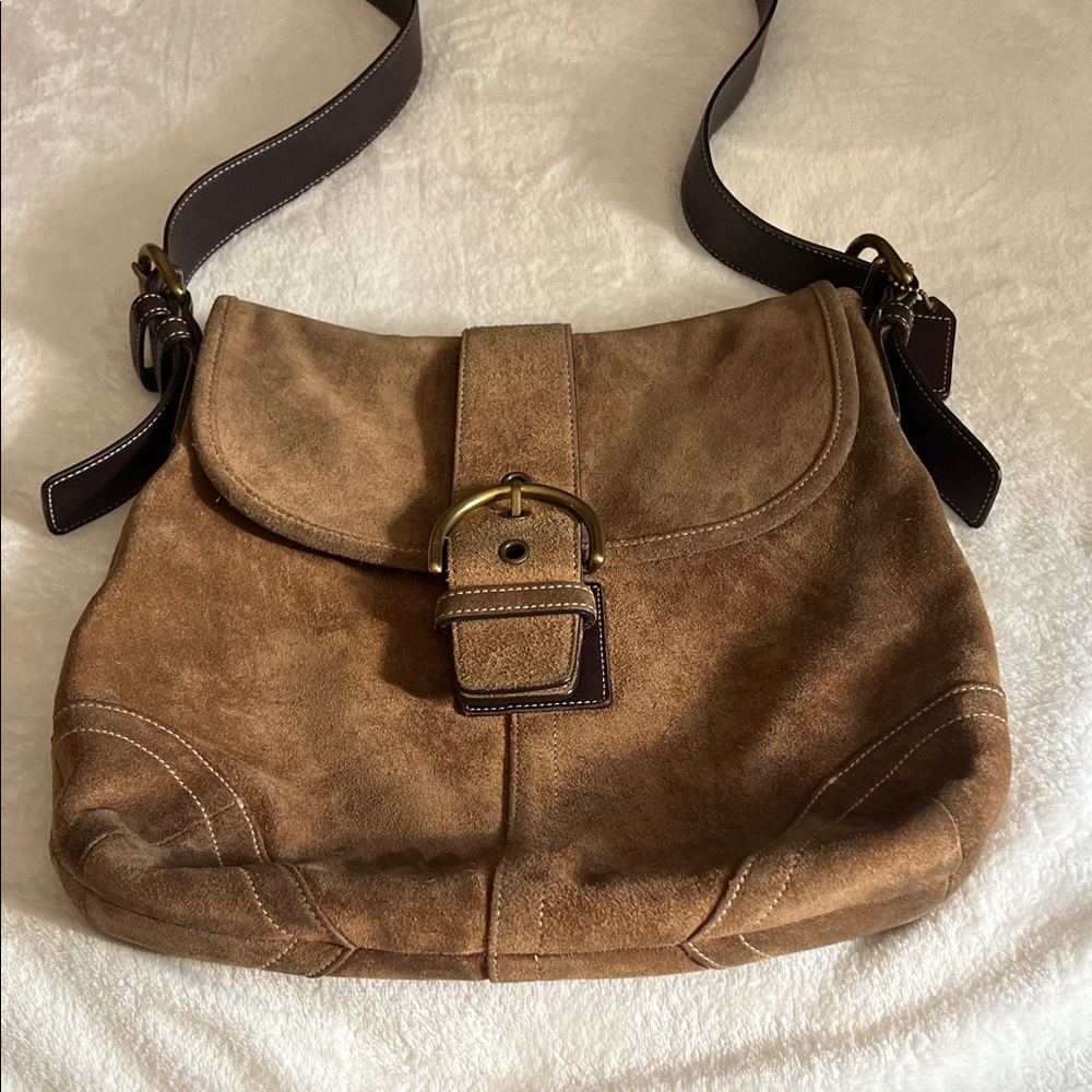 Coach Tan Suede Crossbody Bag